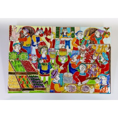 Pannello pietra lavica siciliana ceramiche de simone Il Mercato PI416PL-3 Pannello pietra lavica siciliana ceramiche de simone Il Mercato PI416PL-3